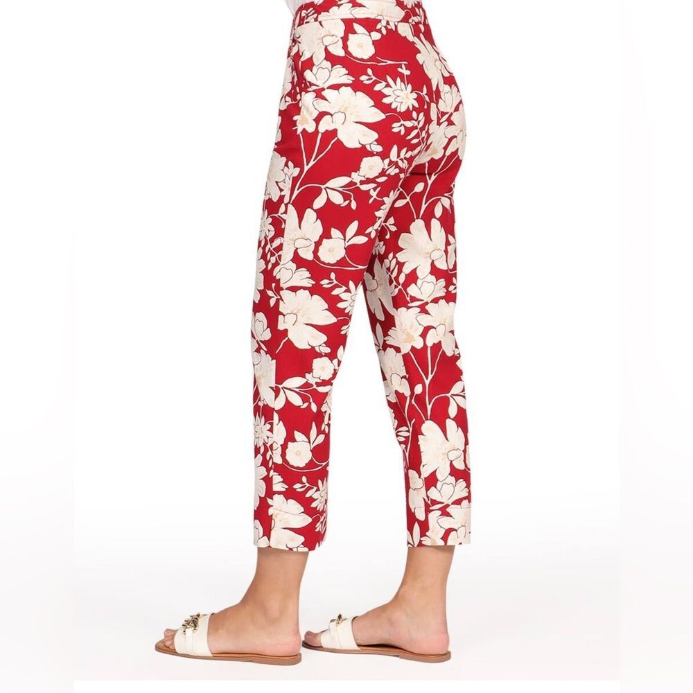Chico's Brigitte-style Red Feather Print Crop Pants Size 2 (US 12) EUC
